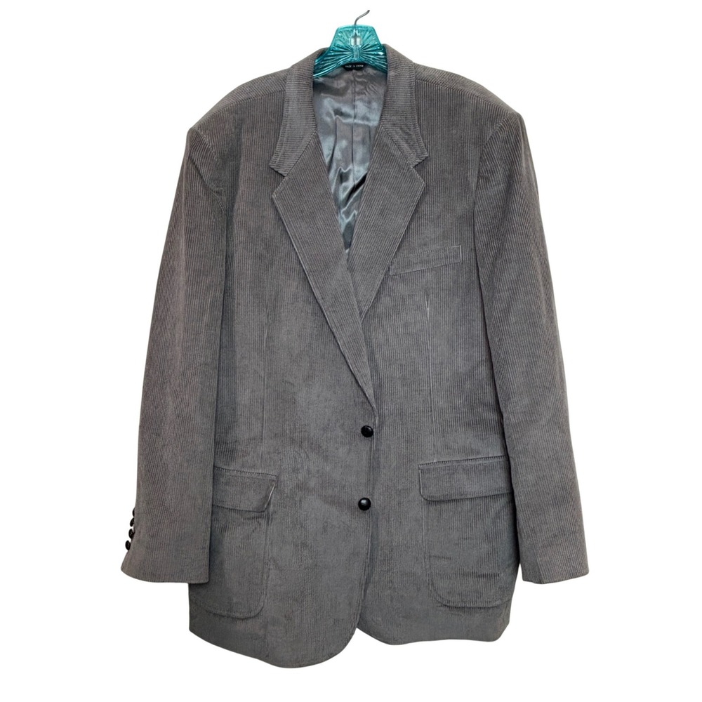 Joe Namath Blazer Mens 50L Grey Corduroy Sport Coat Blazer Academic Classic Chic